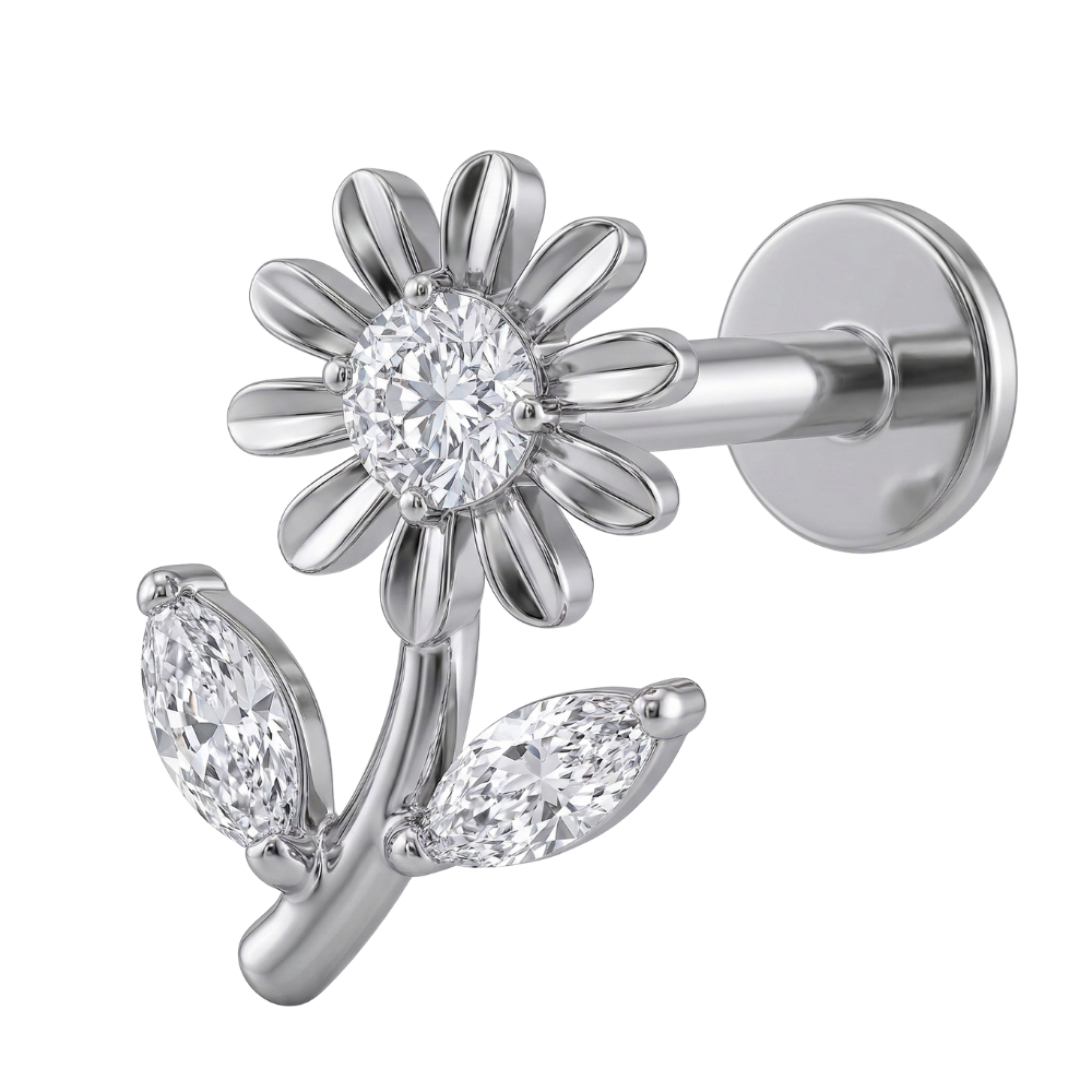 Dekoratives Titan-Labret – Blumenzweig mit Zirkonen