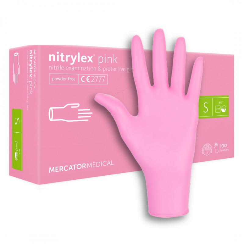 Poedervrije Nitrilhandschoenen - Mercator Nitrylex Roze
