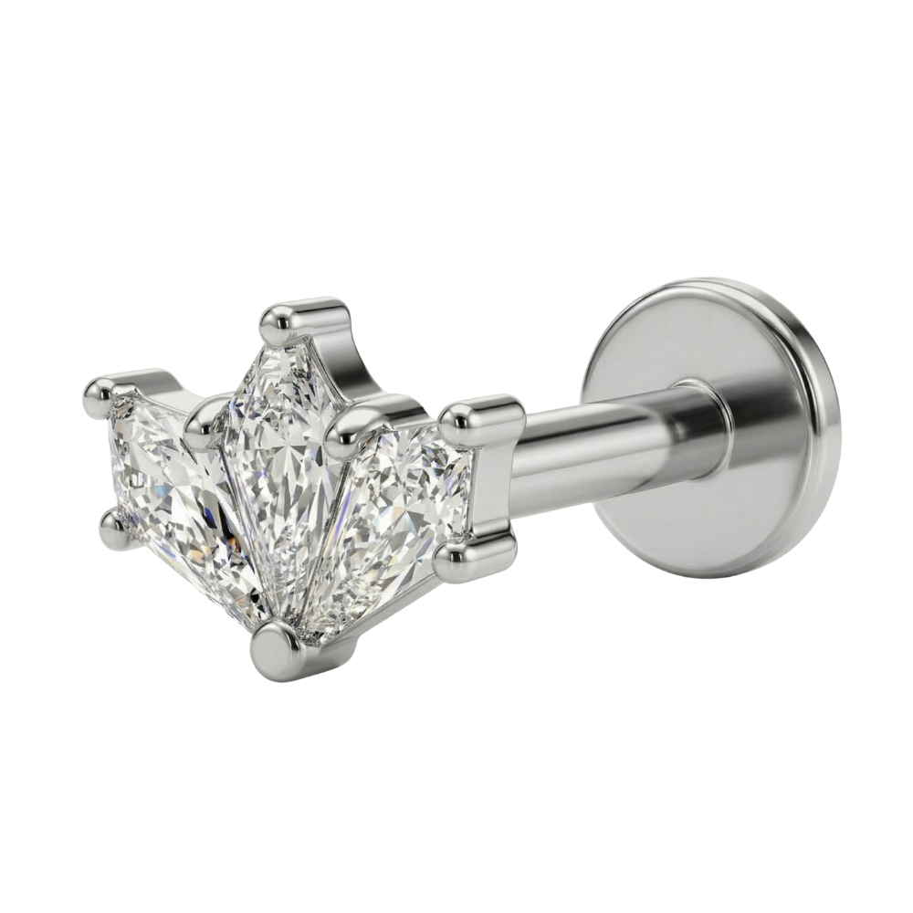 labret en titane avec une rangée de zircons